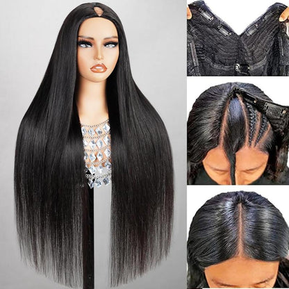 BELIA V Part Black Hair Wig